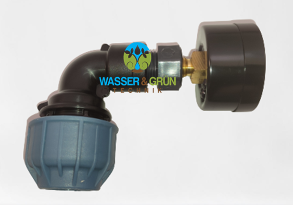 Manometer mit 1/4" AG, 50 mm,  0-6 bar oder 0-10 bar, Drucküberwachung, mit PE-Rohr Verschraubung